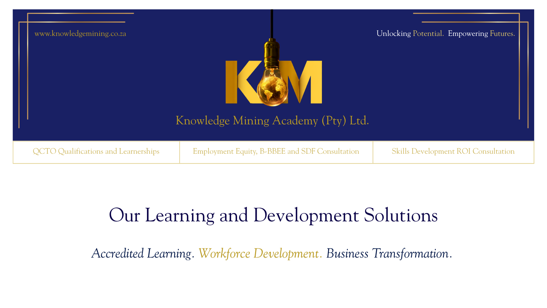 Our learning and dev. solutions web. page header